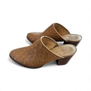 Madewell Tan Woven Leather Mules
